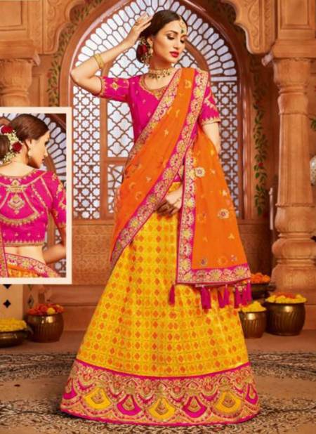Dark Yellow Colour Gajraj New Designer Festive Wear Heavy Silk Lehenga Choli Collection 113